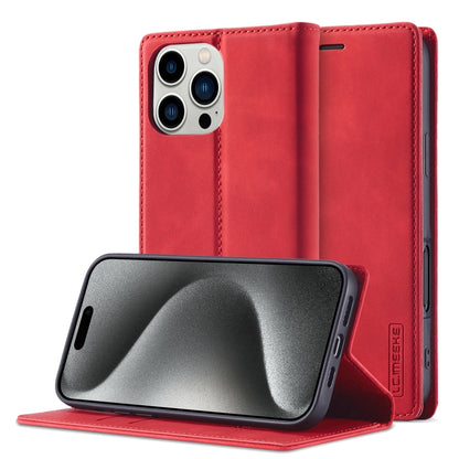 For iPhone 16 Pro Max LC.IMEEKE Strong Magnetism Microfiber Leather Phone Case(Red) - iPhone 16 Pro Max Cases by LC.IMEEKE | Online Shopping South Africa | PMC Jewellery | Buy Now Pay Later Mobicred