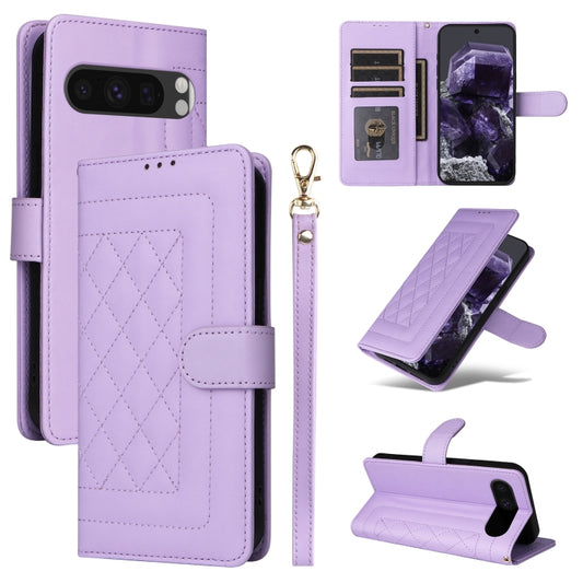 For Google Pixel 9 Pro Diamond Lattice Leather Flip Phone Case(Light Purple) - Google Cases by PMC Jewellery | Online Shopping South Africa | PMC Jewellery | Buy Now Pay Later Mobicred