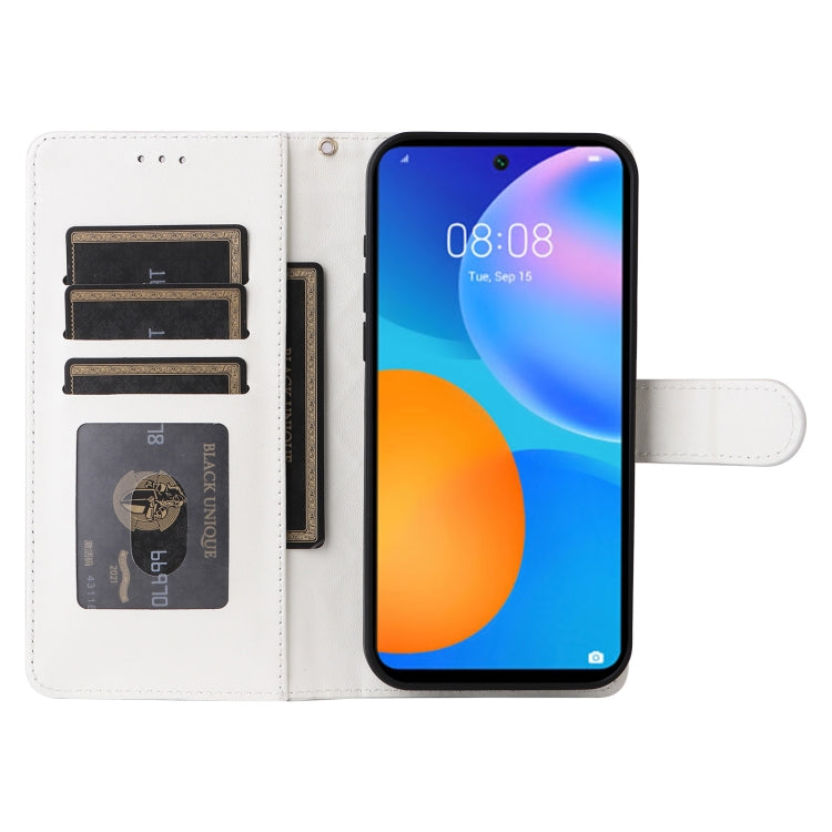 For Huawei P Smart 2021 Diamond Lattice Leather Flip Phone Case(White) - Huawei Cases by PMC TechLife | Online Shopping South Africa | PMC TechLife | Buy Now Pay Later Mobicred