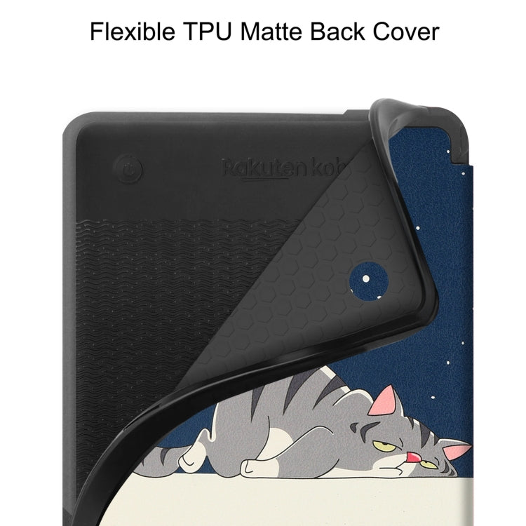 For KOBO Clara Colour 2024 / BW Painted Voltage Caster TPU Leather Smart Tablet Case(Lazy Cat) - Others by PMC Jewellery | Online Shopping South Africa | PMC Jewellery | Buy Now Pay Later Mobicred
