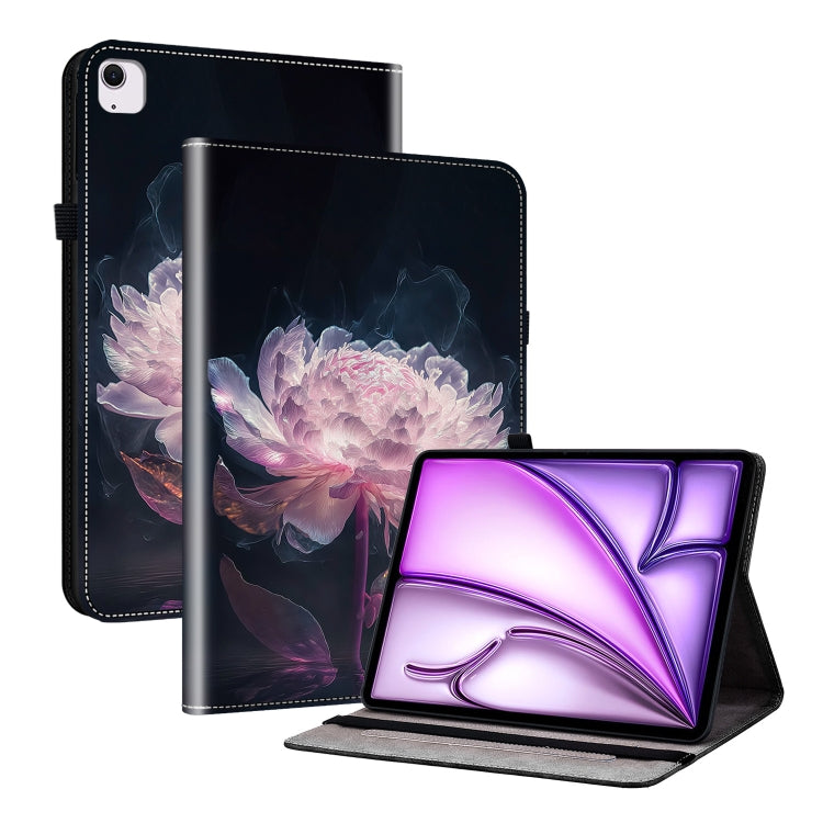 For iPad Air 11 2024 Crystal Texture Painted Leather Smart Tablet Case(Purple Peony) - iPad Air 11 2024 Cases by PMC TechLife | Online Shopping South Africa | PMC TechLife | Buy Now Pay Later Mobicred