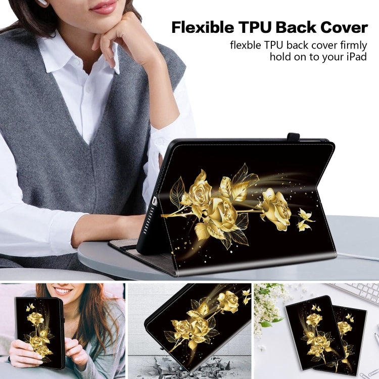 For Honor Pad X8 Pro / X9 2023 Crystal Texture Painted Leather Tablet Case(Gold Butterfly Rose) - Honor by PMC TechLife | Online Shopping South Africa | PMC TechLife | Buy Now Pay Later Mobicred
