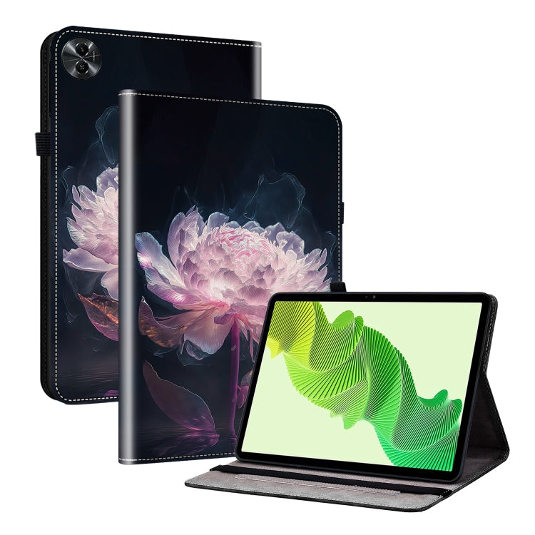 For Realme Pad 2 11.5 Crystal Texture Painted Leather Tablet Case(Purple Peony) - Realme by PMC TechLife | Online Shopping South Africa | PMC TechLife | Buy Now Pay Later Mobicred