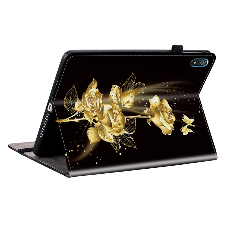 For Nokia T20 10.4 2021 Crystal Texture Painted Leather Tablet Case(Gold Butterfly Rose) - Nokia by PMC TechLife | Online Shopping South Africa | PMC TechLife | Buy Now Pay Later Mobicred