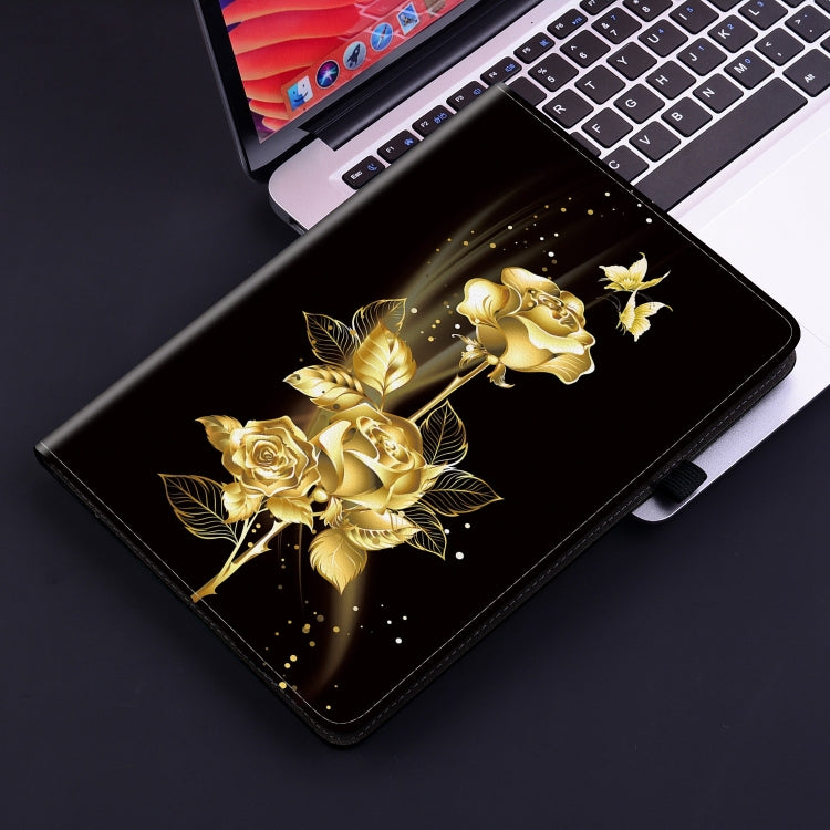 For Amazon Fire HD 10 2019/2017 Crystal Texture Painted Leather Smart Tablet Case(Gold Butterfly Rose) - Amazon by PMC TechLife | Online Shopping South Africa | PMC TechLife | Buy Now Pay Later Mobicred