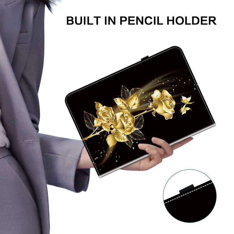 For Amazon Fire HD 10 2019/2017 Crystal Texture Painted Leather Smart Tablet Case(Gold Butterfly Rose) - Amazon by PMC TechLife | Online Shopping South Africa | PMC TechLife | Buy Now Pay Later Mobicred