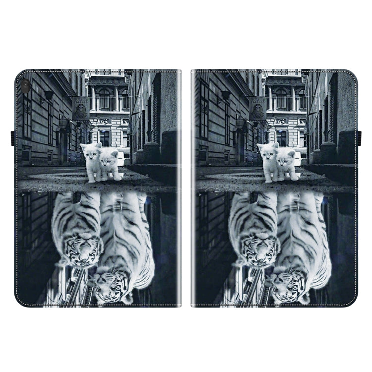 For Lenovo Tab M10 X605 / M10 HD X505 Crystal Texture Painted Leather Tablet Case(Cat Reflection Tiger) - Lenovo by PMC TechLife | Online Shopping South Africa | PMC TechLife | Buy Now Pay Later Mobicred