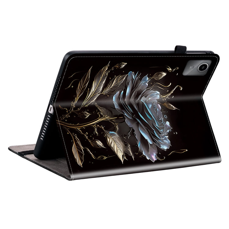 For Lenovo Tab M11/ Xiaoxin Pad 11 2024 Crystal Texture Painted Leather Tablet Case(Black Rose) - Lenovo by PMC TechLife | Online Shopping South Africa | PMC TechLife | Buy Now Pay Later Mobicred
