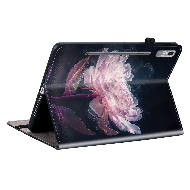 For Lenovo Tab P12 12.7 Crystal Texture Painted Leather Tablet Case(Purple Peony) - Lenovo by PMC TechLife | Online Shopping South Africa | PMC TechLife | Buy Now Pay Later Mobicred