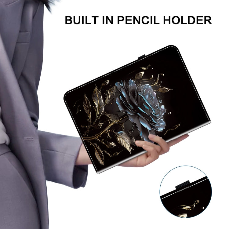 For Lenovo Tab K11 Plus Crystal Texture Painted Leather Tablet Case(Black Rose) - Lenovo by PMC TechLife | Online Shopping South Africa | PMC TechLife | Buy Now Pay Later Mobicred