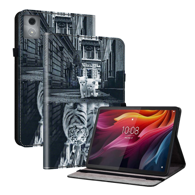 For Lenovo Tab K11 Plus Crystal Texture Painted Leather Tablet Case(Cat Reflection Tiger) - Lenovo by PMC TechLife | Online Shopping South Africa | PMC TechLife | Buy Now Pay Later Mobicred