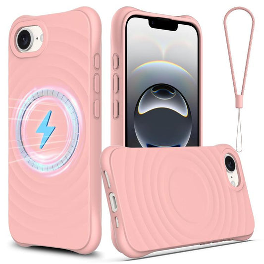 For iPhone 16e Wave Texture MagSafe Magnetic Liquid Silicone Phone Case(Pink) - iPhone 16e Cases by PMC Jewellery | Online Shopping South Africa | PMC Jewellery | Buy Now Pay Later Mobicred