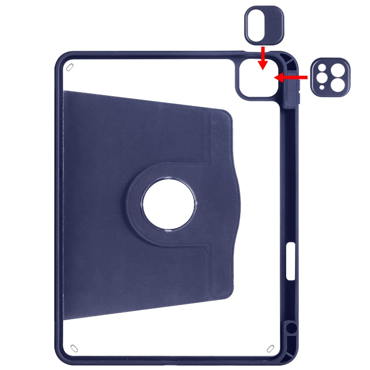For iPad Air 11 2025 / 2024 Acrylic 360 Degree Rotation Holder Leather Tablet Case(Dark Blue) - More iPad Cases by PMC TechLife | Online Shopping South Africa | PMC TechLife | Buy Now Pay Later Mobicred