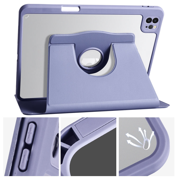 For iPad Air 11 2024 Acrylic 360 Degree Rotation Holder Leather Tablet Case(Lavender Purple) - iPad Air 11 2024 Cases by PMC Jewellery | Online Shopping South Africa | PMC Jewellery | Buy Now Pay Later Mobicred