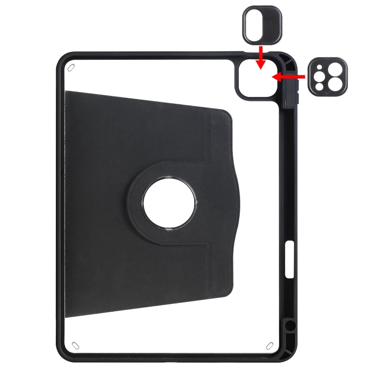 For iPad Pro 11 2024 Acrylic 360 Degree Rotation Holder Leather Tablet Case(Black) - iPad Pro 11 2024 Cases by PMC TechLife | Online Shopping South Africa | PMC TechLife | Buy Now Pay Later Mobicred
