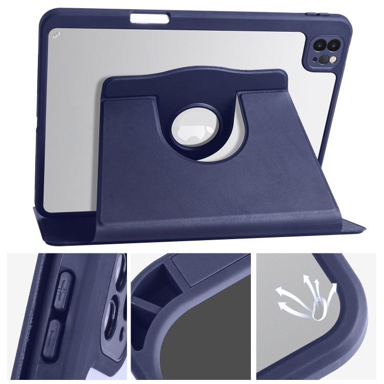 For iPad Pro 13 2024 Acrylic 360 Degree Rotation Holder Leather Tablet Case(Dark Blue) - iPad Pro 13 2024 Cases by PMC TechLife | Online Shopping South Africa | PMC TechLife | Buy Now Pay Later Mobicred