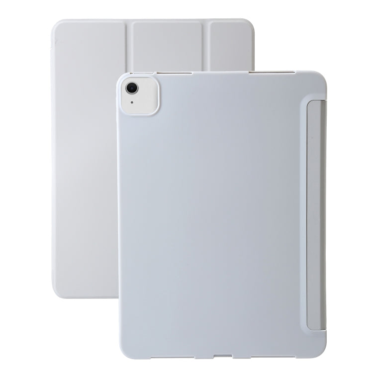 For iPad Air 13 2024 Three-fold Holder Flip Tablet Leather Case(Grey) - iPad Air 13 2024 Cases by PMC TechLife | Online Shopping South Africa | PMC TechLife | Buy Now Pay Later Mobicred