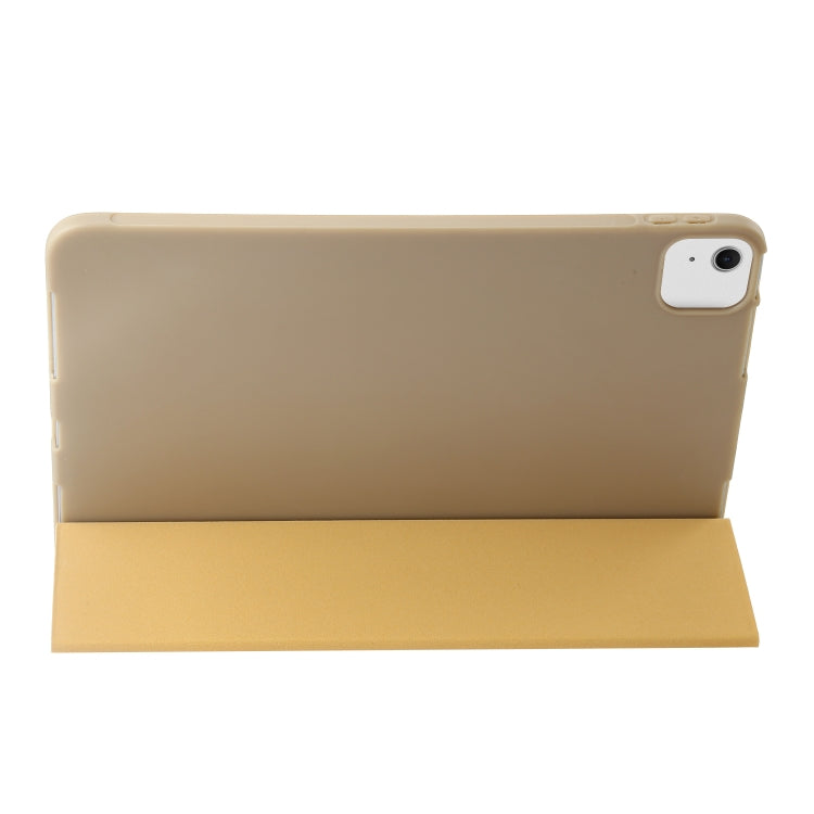 For iPad Air 11 2024 Three-fold Holder Flip Tablet Leather Case(Gold) - iPad Air 11 2024 Cases by PMC TechLife | Online Shopping South Africa | PMC TechLife | Buy Now Pay Later Mobicred