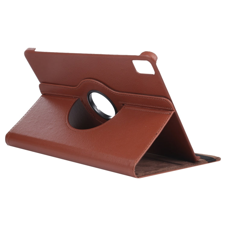 For iPad Pro 11 2024 360 Degree Rotation Litchi Texture Leather Tablet Case with Holder(Brown) - iPad Pro 11 2024 Cases by PMC TechLife | Online Shopping South Africa | PMC TechLife | Buy Now Pay Later Mobicred