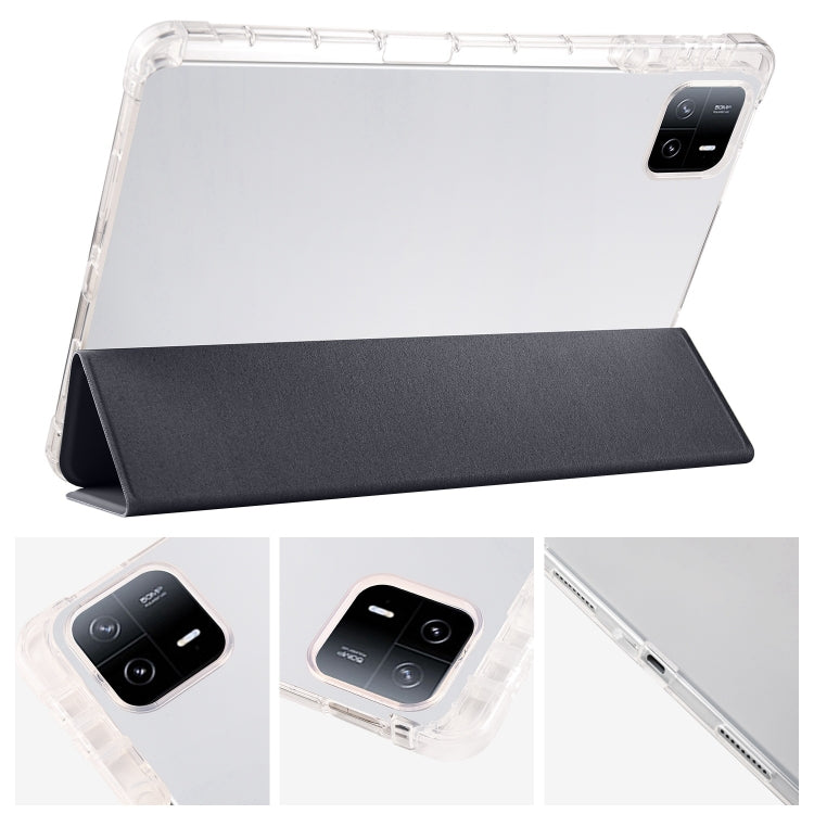 For iPad Pro 13 2024 3-fold Clear TPU Smart Leather Tablet Case with Pen Slot(Black) - iPad Pro 13 2024 Cases by PMC TechLife | Online Shopping South Africa | PMC TechLife | Buy Now Pay Later Mobicred