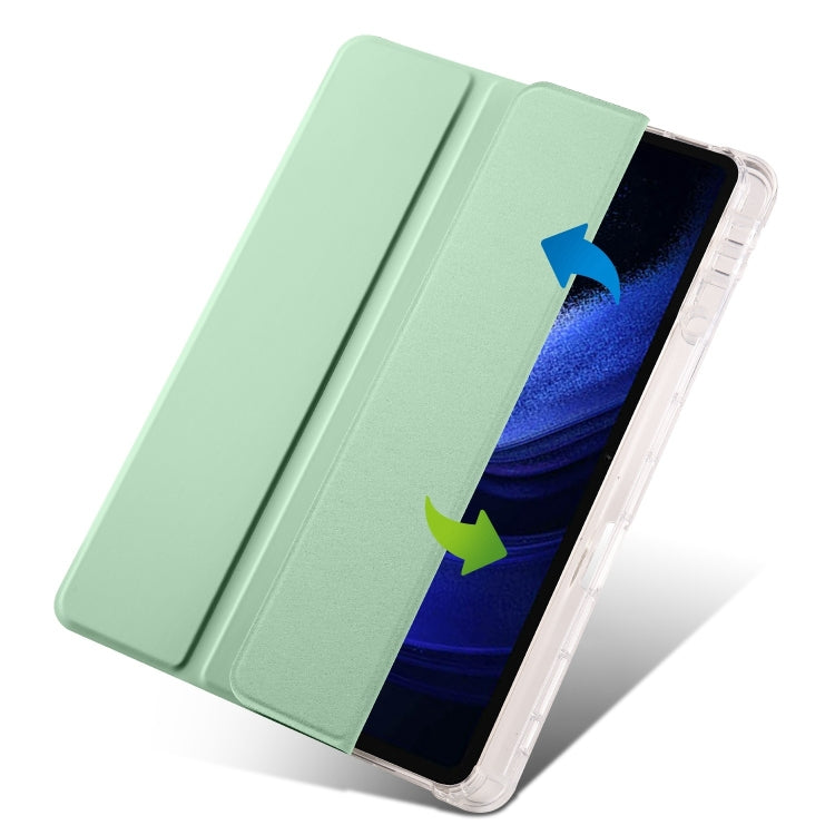 For iPad Pro 13 2024 3-fold Clear TPU Smart Leather Tablet Case with Pen Slot(Green) - iPad Pro 13 2024 Cases by PMC TechLife | Online Shopping South Africa | PMC TechLife | Buy Now Pay Later Mobicred