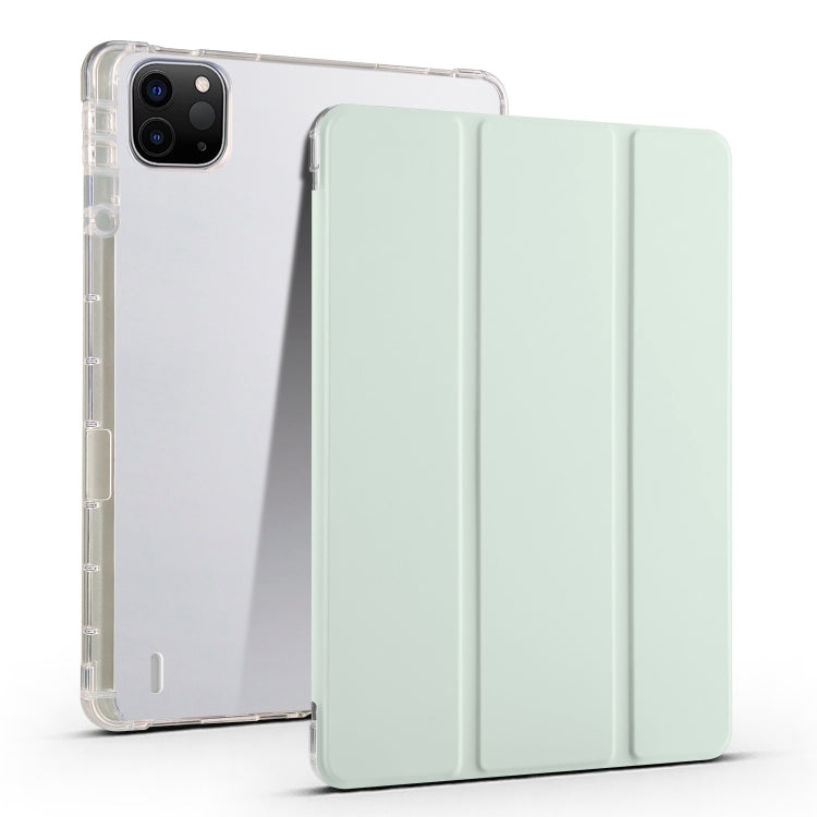 For iPad Pro 13 2024 3-fold Clear TPU Smart Leather Tablet Case with Pen Slot(Light Green) - iPad Pro 13 2024 Cases by PMC TechLife | Online Shopping South Africa | PMC TechLife | Buy Now Pay Later Mobicred