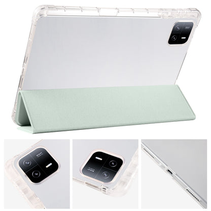 For iPad Pro 13 2024 3-fold Clear TPU Smart Leather Tablet Case with Pen Slot(Light Green) - iPad Pro 13 2024 Cases by PMC Jewellery | Online Shopping South Africa | PMC Jewellery | Buy Now Pay Later Mobicred