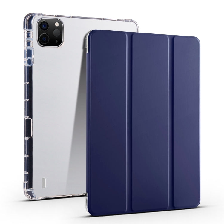 For iPad Pro 11 2024 3-fold Clear TPU Smart Leather Tablet Case with Pen Slot(Dark Blue) - iPad Pro 11 2024 Cases by PMC TechLife | Online Shopping South Africa | PMC TechLife | Buy Now Pay Later Mobicred