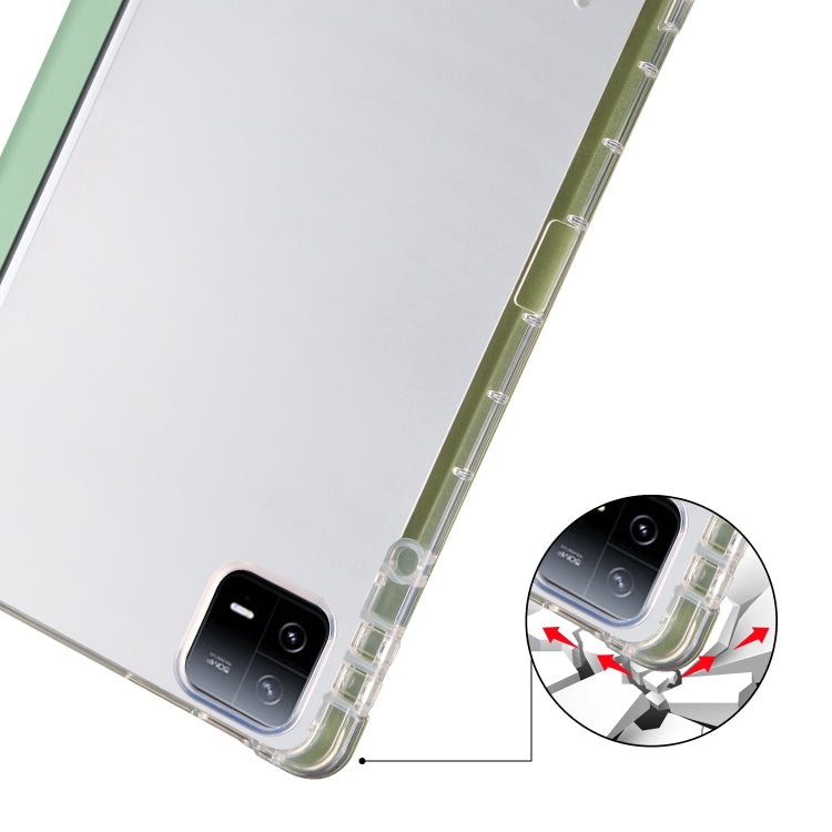 For iPad Air 11 2025 / 2024 3-fold Clear TPU Smart Leather Tablet Case with Pen Slot(Green) - iPad Air 11 2025 / 2024 Cases by PMC Jewellery | Online Shopping South Africa | PMC Jewellery | Buy Now Pay Later Mobicred