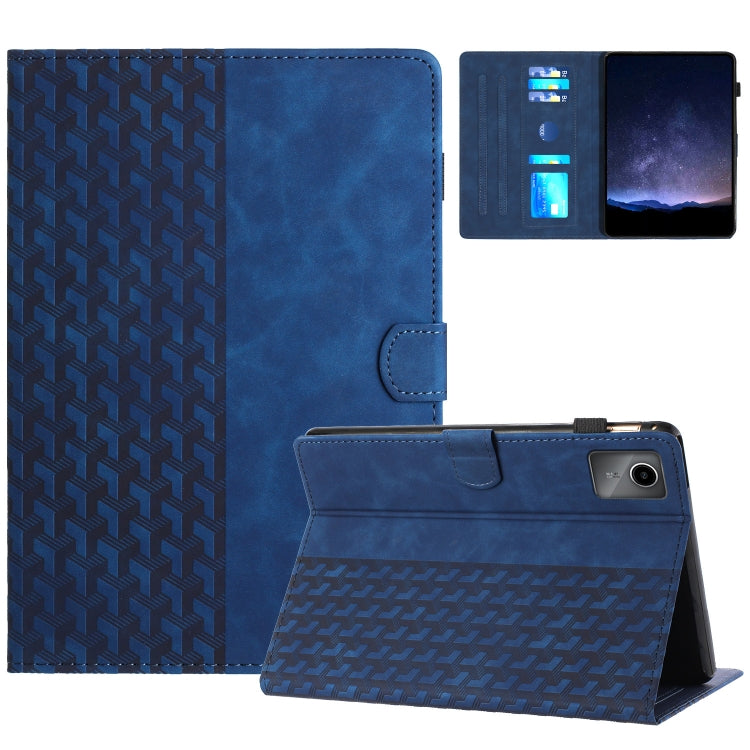 For Lenovo Tab M11/Xiaoxin Pad 11 2024 Building Blocks Embossed Leather Smart Tablet Case(Blue) - Lenovo by PMC Jewellery | Online Shopping South Africa | PMC Jewellery | Buy Now Pay Later Mobicred