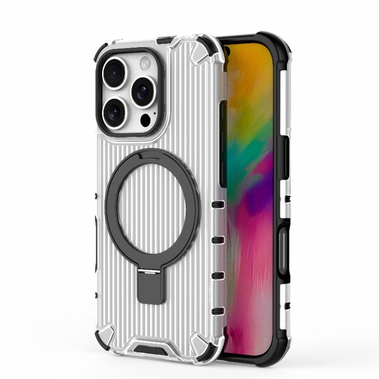 For iPhone 16 Pro Grating Holder Shockproof Phone Case(Transparent) - iPhone 16 Pro Cases by PMC TechLife | Online Shopping South Africa | PMC TechLife | Buy Now Pay Later Mobicred