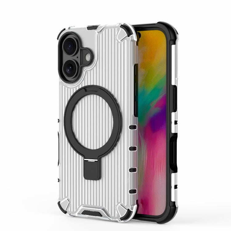 For iPhone 16 Grating Holder Shockproof Phone Case(Transparent) - iPhone 16 Cases by PMC Jewellery | Online Shopping South Africa | PMC Jewellery | Buy Now Pay Later Mobicred