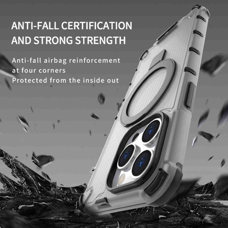 For iPhone 16 Pro Grating Holder Shockproof Phone Case(Transparent) - iPhone 16 Pro Cases by PMC TechLife | Online Shopping South Africa | PMC TechLife | Buy Now Pay Later Mobicred