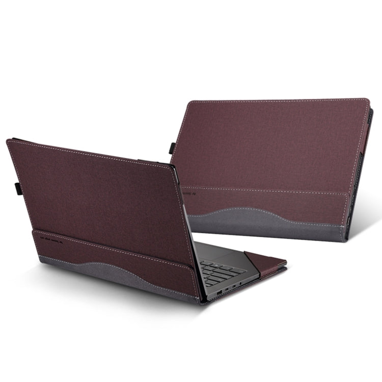 For HP Spectre X360 14 inch 14-eu / 14t-eu Leather Laptop Shockproof Protective Case(Wine Red) - Screen & Keyboard Cover by PMC Jewellery | Online Shopping South Africa | PMC Jewellery | Buy Now Pay Later Mobicred