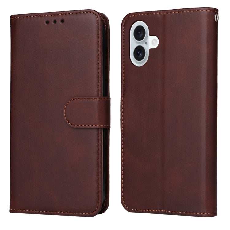 For iPhone 16 Plus Classic Calf Texture Flip Leather Phone Case(Brown) - iPhone 16 Plus Cases by PMC TechLife | Online Shopping South Africa | PMC TechLife | Buy Now Pay Later Mobicred