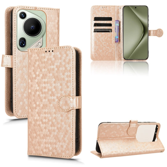 For Huawei Pura 70 Ultra Honeycomb Dot Texture Leather Phone Case(Gold) - Huawei Cases by PMC Jewellery | Online Shopping South Africa | PMC Jewellery | Buy Now Pay Later Mobicred