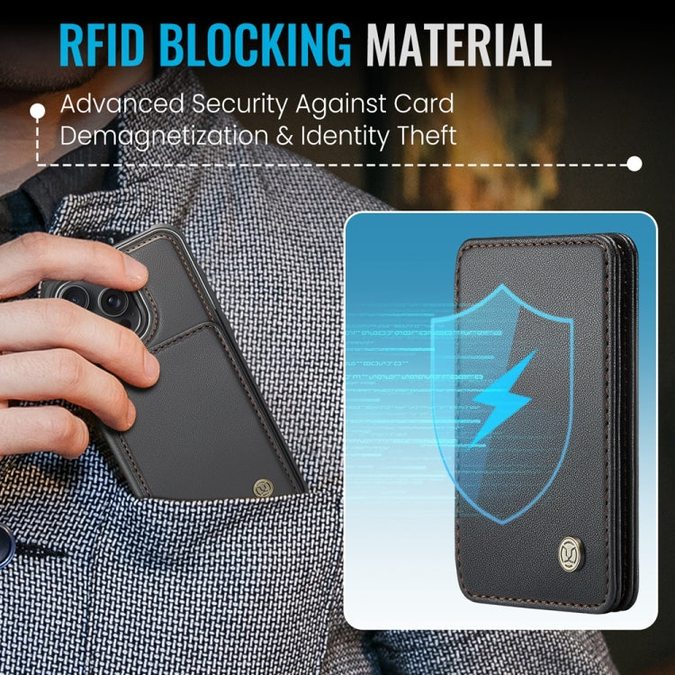 For iPhone 16 Pro Max JEEHOOD J05 Business Magnetic Style RFID Leather Phone Case(Black) - free shipping - PMC Jewellery - Order now!