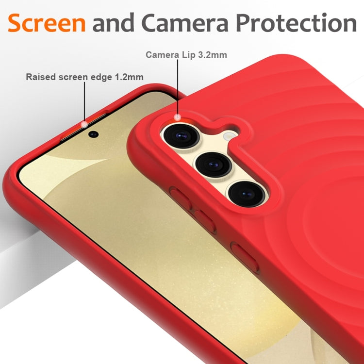 For Samsung Galaxy S25+ 5G Wave Texture MagSafe Magnetic Liquid Silicone Phone Case(Red) - Galaxy S25+ 5G Cases by PMC Jewellery | Online Shopping South Africa | PMC Jewellery | Buy Now Pay Later Mobicred