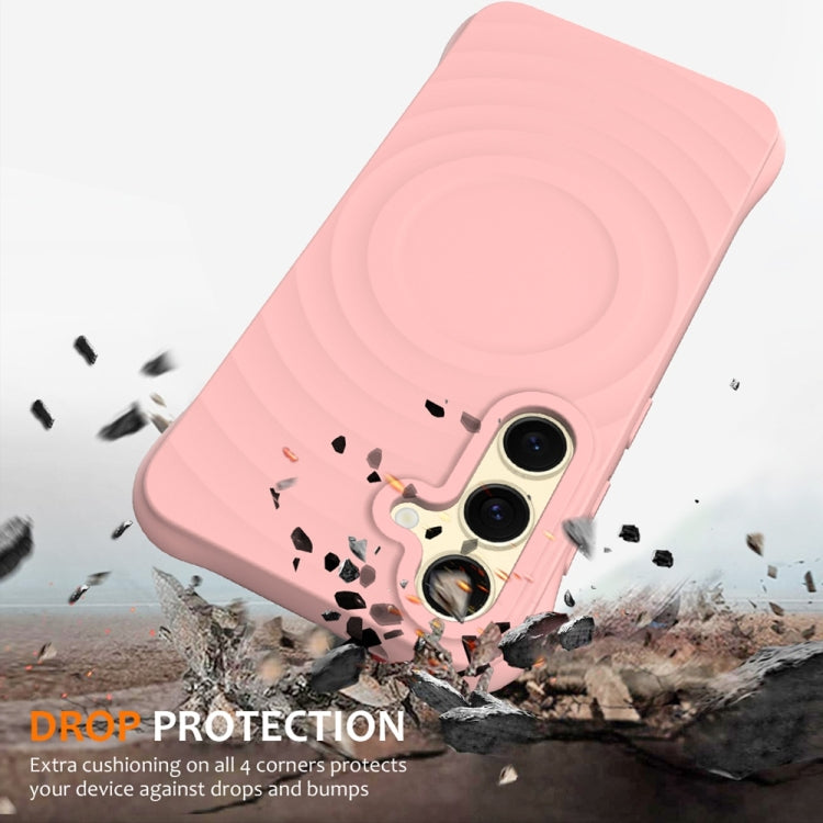 For Samsung Galaxy S25+ 5G Wave Texture MagSafe Magnetic Liquid Silicone Phone Case(Pink) - Galaxy S25+ 5G Cases by PMC Jewellery | Online Shopping South Africa | PMC Jewellery | Buy Now Pay Later Mobicred