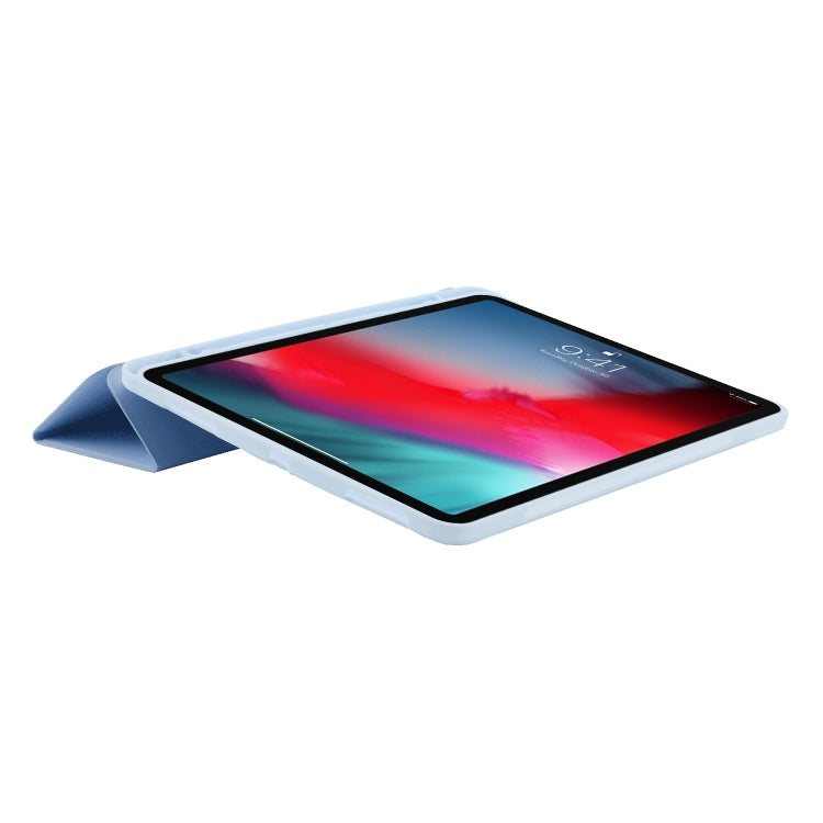 For iPad Pro 11 2024 Skin Feel Tri-fold Leather Tablet Case with Pen Slot(Light Blue) - iPad Pro 11 2024 Cases by PMC TechLife | Online Shopping South Africa | PMC TechLife | Buy Now Pay Later Mobicred