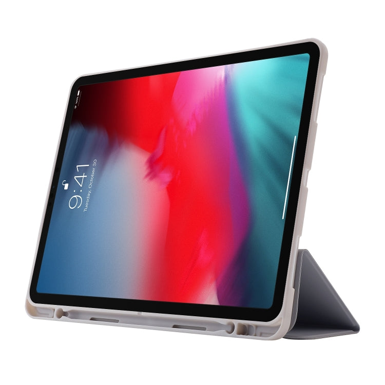 For iPad Pro 13 2024 Skin Feel Tri-fold Leather Tablet Case with Pen Slot(Grey) - iPad Pro 13 2024 Cases by PMC TechLife | Online Shopping South Africa | PMC TechLife | Buy Now Pay Later Mobicred