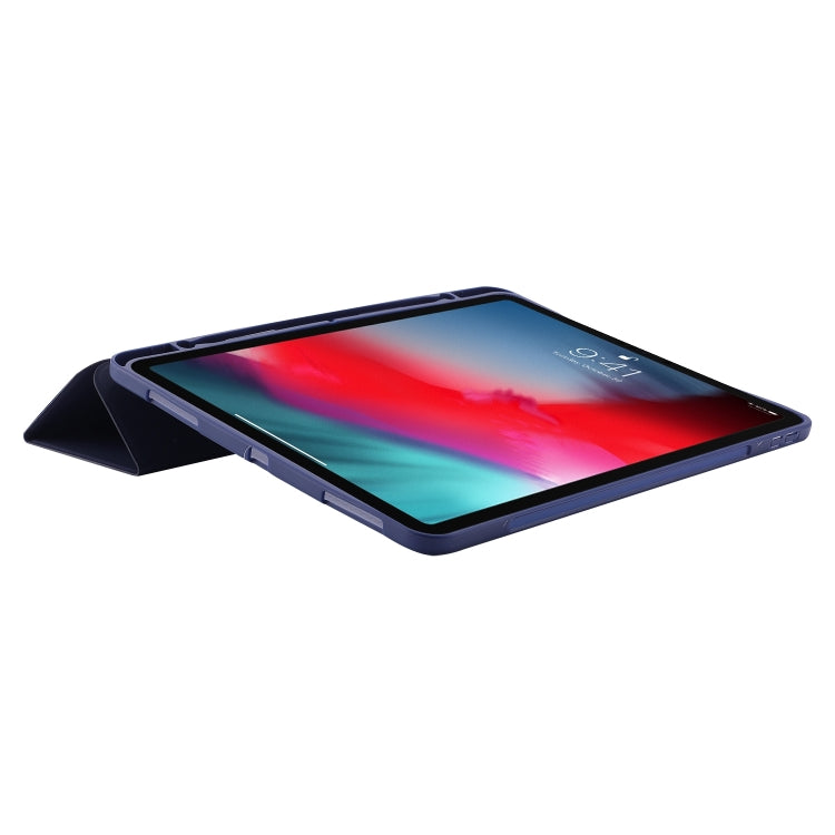 For iPad Air 13 2024 Skin Feel Tri-fold Leather Tablet Case with Pen Slot(Dark Blue) - iPad Air 13 2024 Cases by PMC Jewellery | Online Shopping South Africa | PMC Jewellery | Buy Now Pay Later Mobicred
