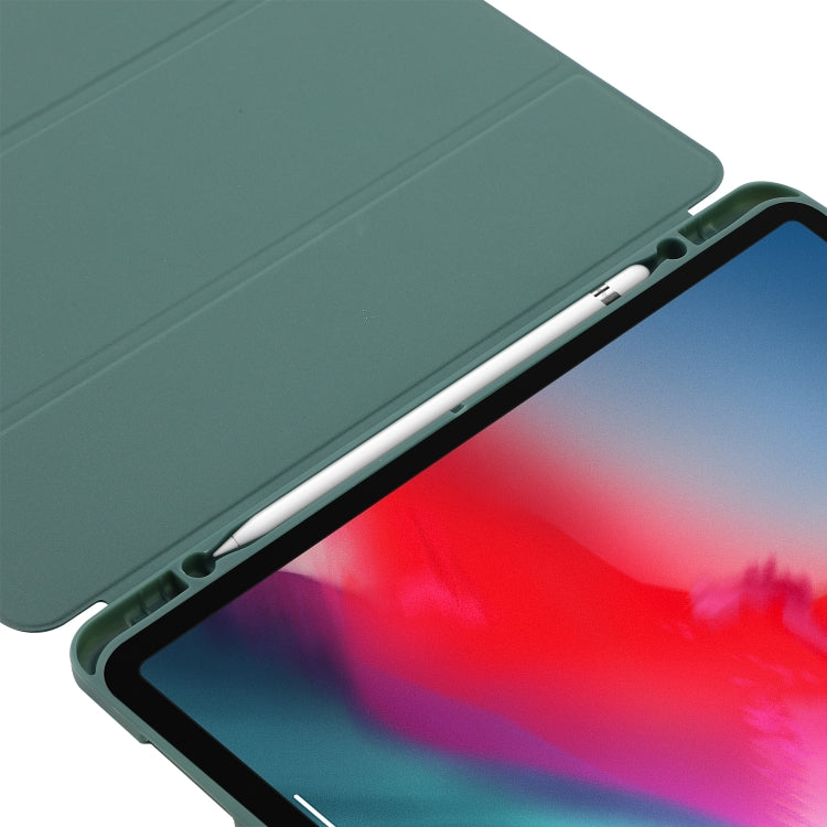 For iPad Pro 11 2024 Skin Feel Tri-fold Leather Tablet Case with Pen Slot(Dark Blue) - iPad Pro 11 2024 Cases by PMC TechLife | Online Shopping South Africa | PMC TechLife | Buy Now Pay Later Mobicred