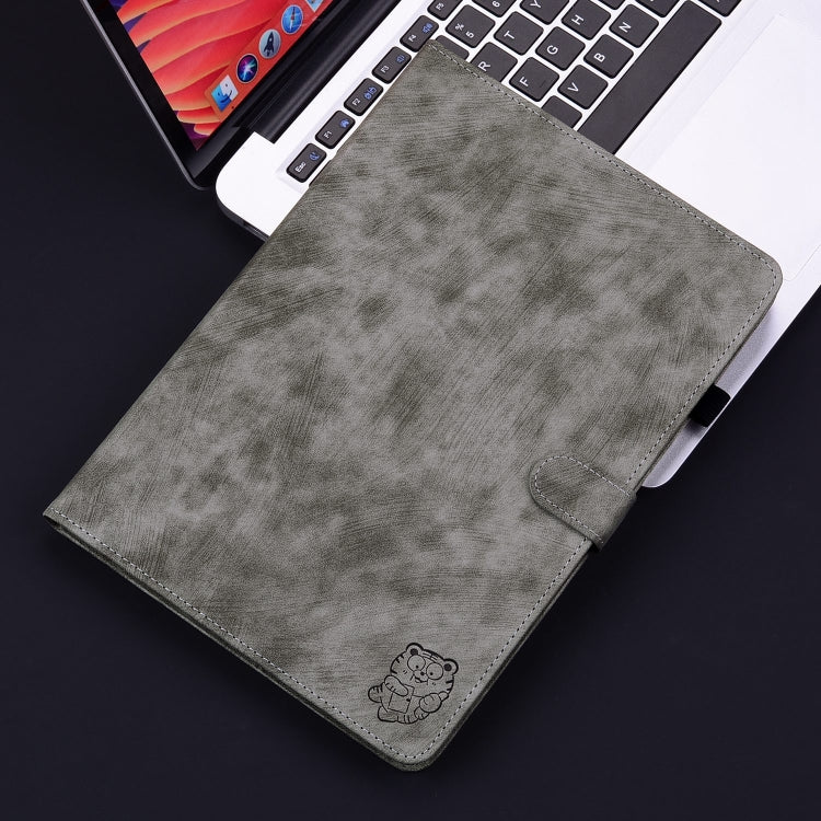 For iPad Air 13 2025 / 2024 Embossed Tiger Pattern Leather Tablet Case(Grey) - iPad Air 13 2025 / 2024 Cases by PMC TechLife | Online Shopping South Africa | PMC TechLife | Buy Now Pay Later Mobicred