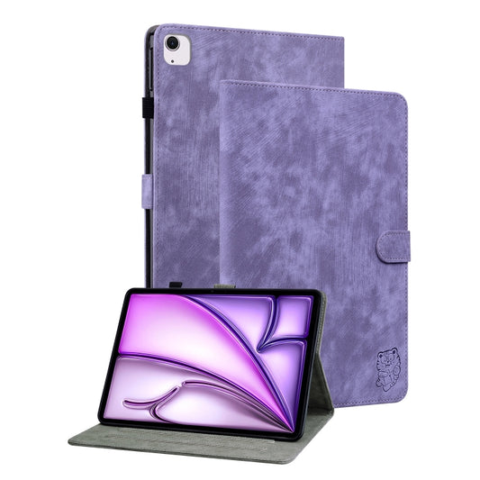 For iPad Air 13 2025 / 2024 Embossed Tiger Pattern Leather Tablet Case(Purple) - iPad Air 13 2025 / 2024 Cases by PMC Jewellery | Online Shopping South Africa | PMC Jewellery | Buy Now Pay Later Mobicred