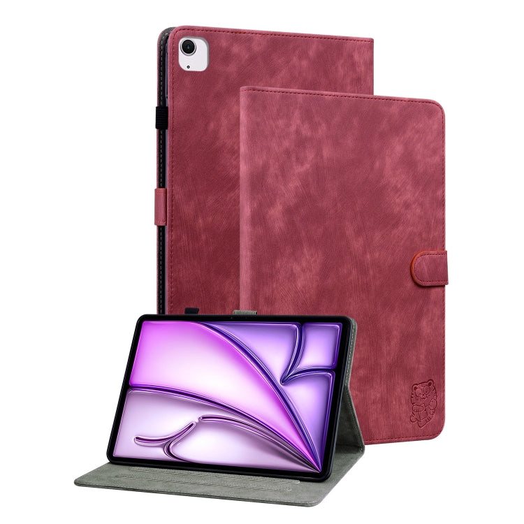 For iPad Air 13 2024 Embossed Tiger Pattern Leather Tablet Case(Red) - iPad Air 13 2024 Cases by PMC Jewellery | Online Shopping South Africa | PMC Jewellery | Buy Now Pay Later Mobicred