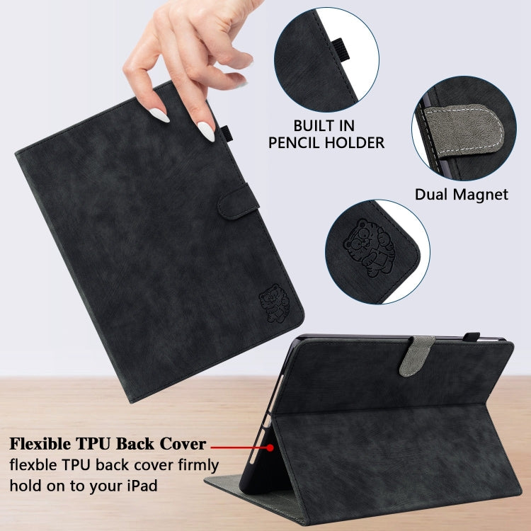 For iPad Air 13 2024 Embossed Tiger Pattern Leather Tablet Case(Black) - iPad Air 13 2024 Cases by PMC TechLife | Online Shopping South Africa | PMC TechLife | Buy Now Pay Later Mobicred