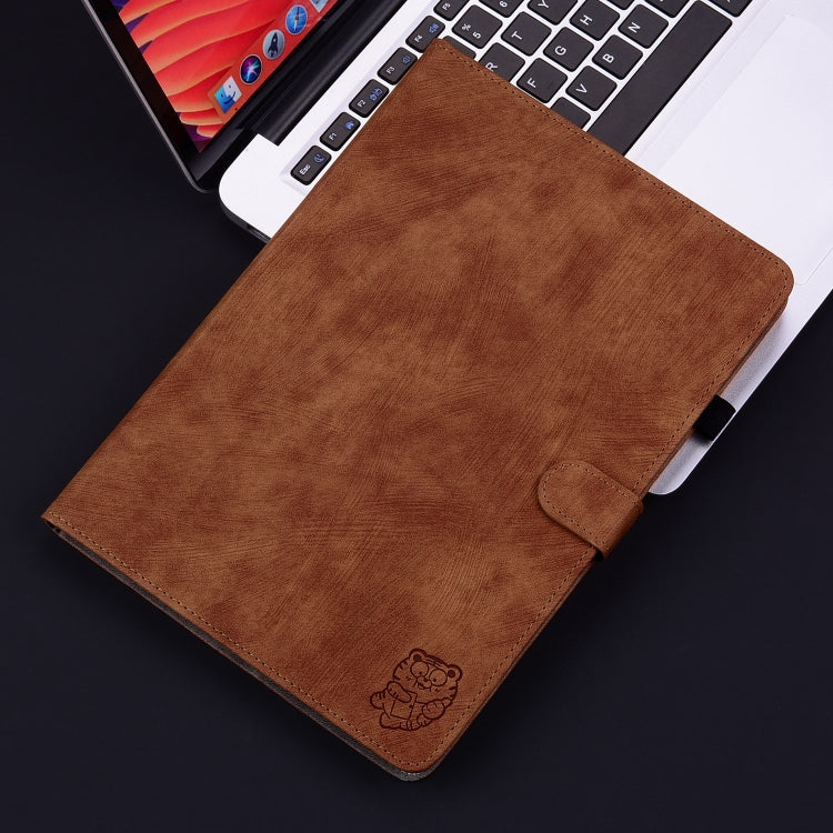 For iPad Air 11 2025 / 2024 Embossed Tiger Pattern Leather Tablet Case(Brown) - iPad Air 11 2025 / 2024 Cases by PMC TechLife | Online Shopping South Africa | PMC TechLife | Buy Now Pay Later Mobicred