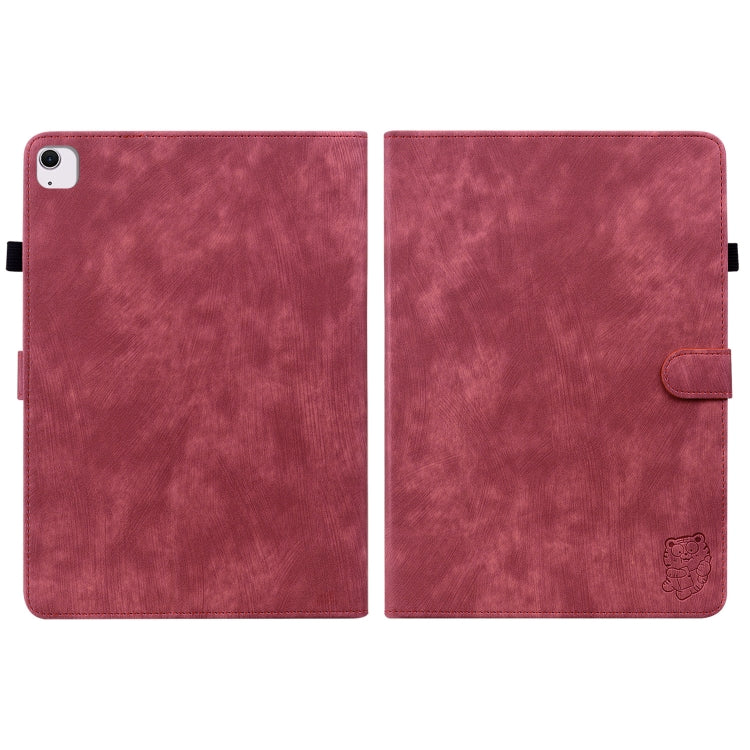 For iPad Air 11 2025 / 2024 Embossed Tiger Pattern Leather Tablet Case(Red) - iPad Air 11 2025 / 2024 Cases by PMC TechLife | Online Shopping South Africa | PMC TechLife | Buy Now Pay Later Mobicred