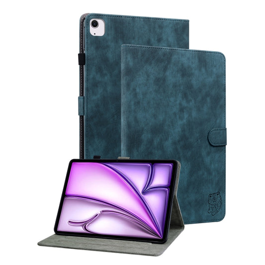 For iPad Air 11 2025 / 2024 Embossed Tiger Pattern Leather Tablet Case(Dark Blue) - iPad Air 11 2025 / 2024 Cases by PMC Jewellery | Online Shopping South Africa | PMC Jewellery | Buy Now Pay Later Mobicred